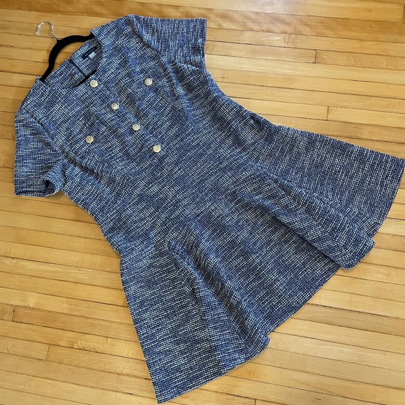 TOMMY HILFIGER Boucle Tweed Fit and Flare Dress Short Sleeve Preppy Academia - Picture 1 of 15